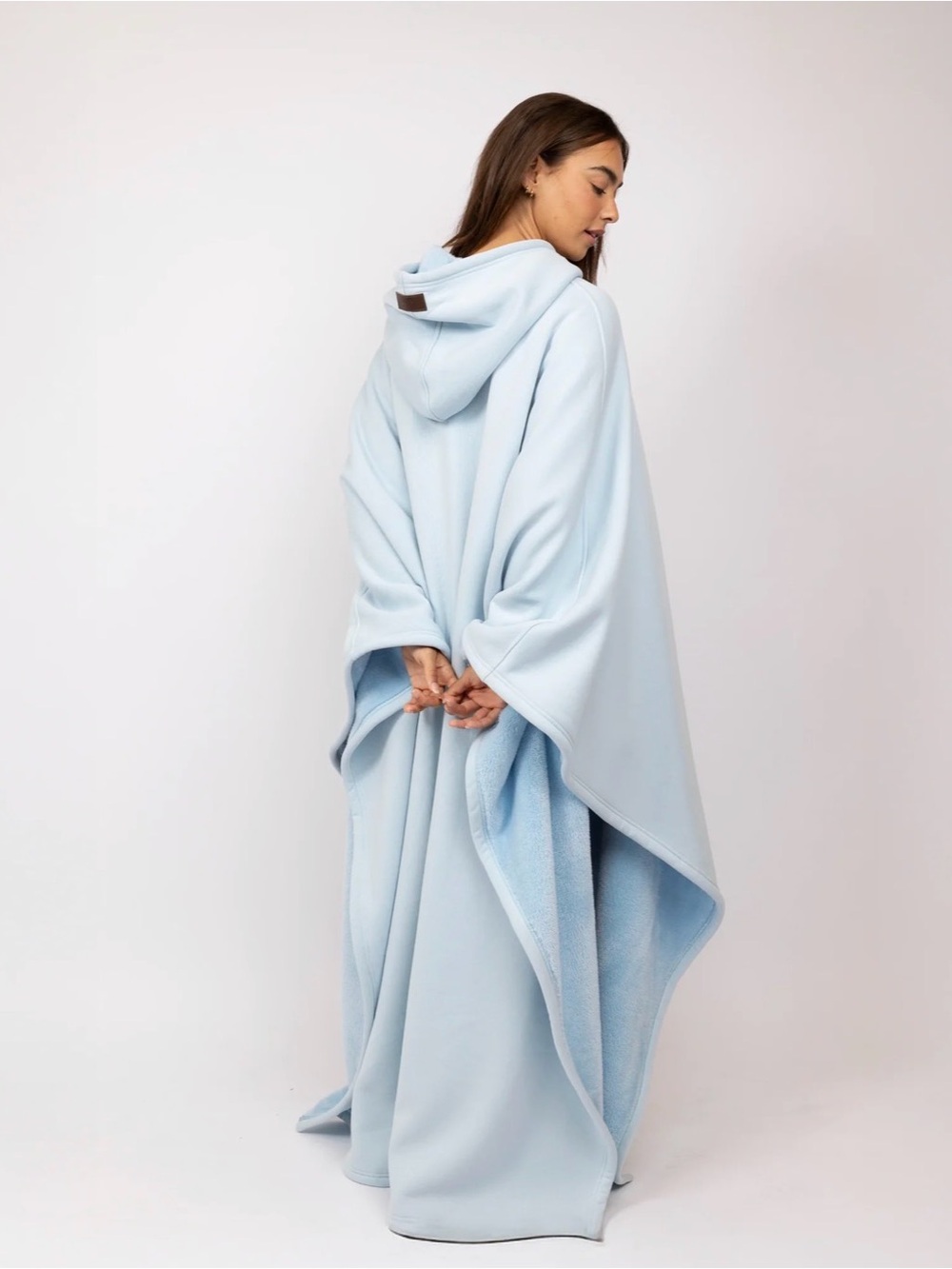 “The Eden Hoodie” Light Blue Hooded Fleece Weighted Blanket - Picture 7 of 7